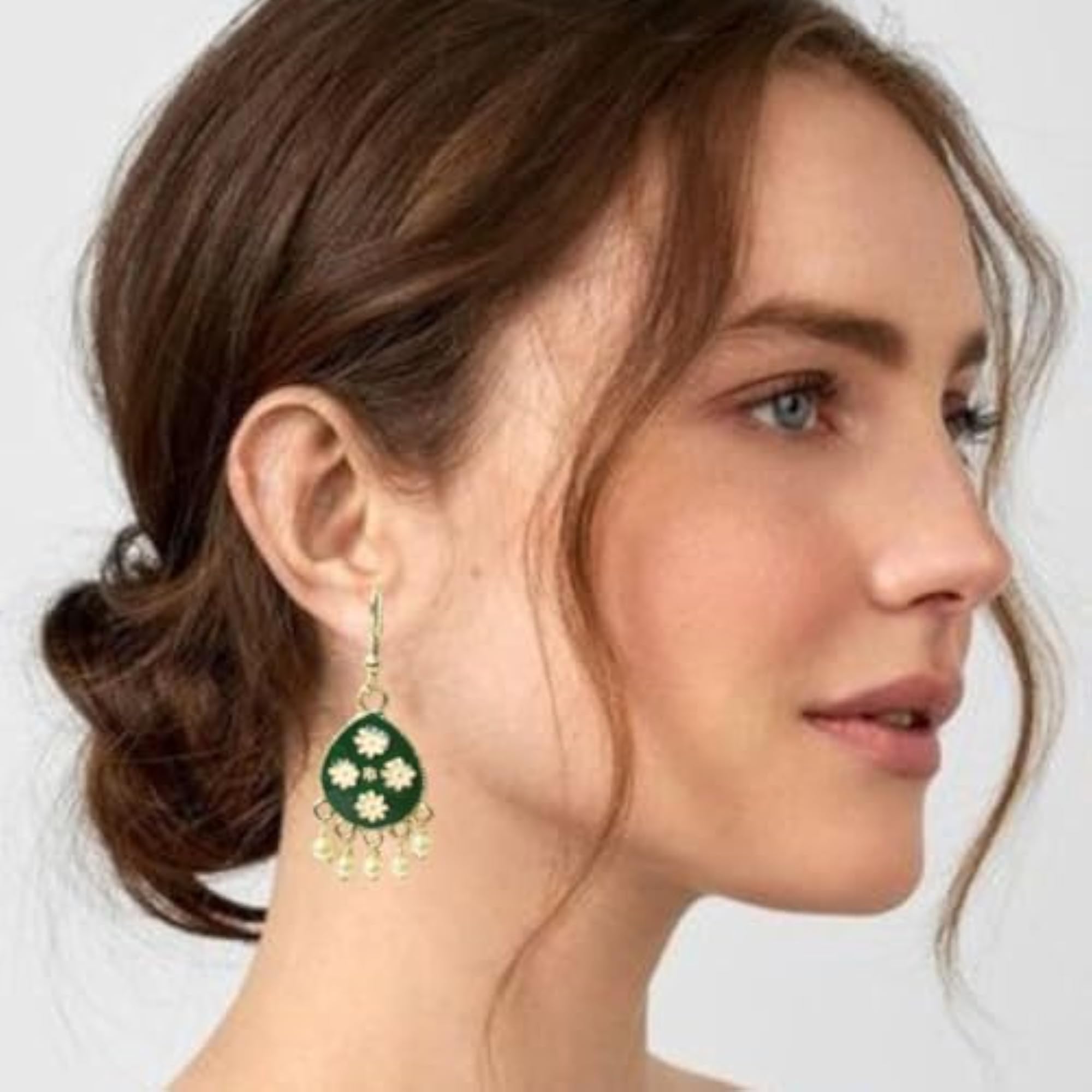 Women's Multi Colour Meenakari Kundan Dangle Earrings
